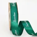 Dark green ribbon roll variant with sweet love letter print for gift wrapping and DIY crafts. - 2.5cm*50 Yards / Dark Green