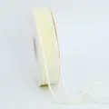 Ruban organza transparent bord satin jaune clair rouleau ruban cadeau deco gateau - Blanc Cassé avec Bord Blanc