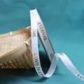 White Grosgrain Gold Stamped Love Ribbon 1cm Valentine Gift Wrapping Style Variant One - 1.0cm Width / 40 Yards / Bleached White