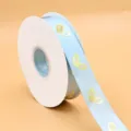 Rollo de cinta azul claro con patron de corazon dorado para envolver regalos y ramos. - 2,5 cm * 50 Yardas / Azul claro