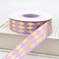 Lila goldene Diamant Polyester Band 2.5cm Breite für Kuchen Backen Geschenk Verpackung. - Lila