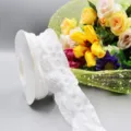 Ruban à carreaux plissé blanc pour accessoires de cheveux emballage cadeau fleur - 4.0CM*10 Yards / Blanc Charme