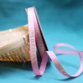 1cm pink grosgrain ribbon with gold foil love text for gift and flower wrapping decoration. - 1.0cm Width / 40 Yards / Lotus root pink