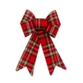 Decorazione con fiocco di Natale a quadri rossi per albero, nastro tartan e casa. - Stile 9