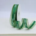 2.5cm dark green sheer ribbon with satin edge and happy birthday print for gift wrapping. - Dark Green