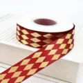 Rotes und goldenes Diamant Polyester Band Variante für Geschenke, Kuchen und Dekoration. - Burgunderrot