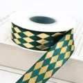 Grünes goldenes Diamant Polyester Band Rolle für Geschenkverpackung und Party Dekoration. - Grün