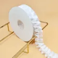 White pleated ruffled ribbon trim for sewing, gift wrapping, hair accessories and floral crafts. - 4cm*5Y / White