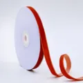 Orange velvet ribbon roll, flocked fabric trim for gift wrapping, crafts, and apparel sewing. - 1cmx10 Yards / Orange Red