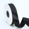 Cinta negra de 2.5cm con dobles bordes dorados para envolver regalos, ramos y manualidades. - 2.5cmx50 Yardas / Negro
