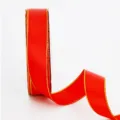 Cinta de poliéster de doble cara roja con doble borde dorado, 2.3cm de ancho para regalos. - Talla 25 / Rojo