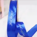 Cinta de raso azul real con texto impreso 2.5cm de ancho para envolver regalos y decoración floral. - Azul Zafiro