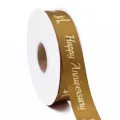 bonita cinta poliester marron 2.5cm estampada oro happy anniversary para paquete de regalo - 2.5cm / Oro Metálico