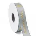 Nastro in poliestere da 2,5 cm Happy Anniversary nastro di tessuto stampato in oro per regali - 2.5cm / Grigio