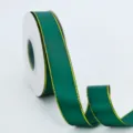 Ruban vert foncé avec double bord doré 2.3cm pour emballage de cadeaux et bouquets floraux - Taille 25 / Vert Foncé