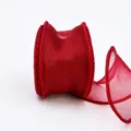 Cinta de organza roja 4cm borde de cola de pez hilo ondulado para embalaje floral y regalo - 4.0CM*10 Yardas / Burdeos
