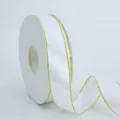 2.5cm white ribbon with gold edge for gift wrapping, bouquet packing and handmade bows. - 2.5cmx50 Yards / White