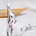 1cm white ribbon with black letters just for you for gift wrapping and DIY crafts. - Bleached White
