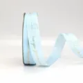 Light blue grosgrain ribbon with gold love print, 2.5cm wide, 50 yards for gift box. - 2.5cm Width / 35 Yards / Light Blue