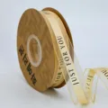 Cinta de organza dorada de 2.5cm con texto, ideal para pasteles, flores y regalos. - Champán