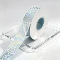 Light blue laser silver printed ribbon 2.5cm decorative floral craft gift wrapping tape roll - Floral Laser / 2.5cm*25 Yards / Light Blue