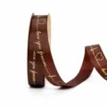 Brown gold foil printed grosgrain ribbon 2.5cm by 50 yards for gift wrapping and baking. - 2.5cm Width / 35 Yards / Coffee