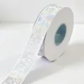 2.5cm Holographic Silver Foil Printed Ribbon Magic Celestial Craft Ribbon for Gift Wrapping - Celestial Laser / 2.5cm*25 Yards / White