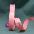 Cinta de tela rosa con texto de amor dorado para envolver regalos y decoración de ramos. - Rosa loto