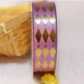 Cinta de diamante dorada morada 2.5cm cinta decorativa para envolver regalos festivos. - 2,5 cm x 25 yardas / Violeta Claro