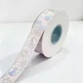 2.5cm holographic silver hot stamped ribbon celestial starry night design for gift wrapping - Celestial Laser / 2.5cm*25 Yards / Light Pink
