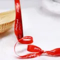 1cm red satin ribbon diy gift packaging polyester ribbon with just for you letter print - Red