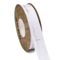 White grosgrain ribbon with gold foil love you forever print for gift wrapping and cake boxes. - 2.5cm Width / 35 Yards / White