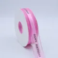 Cinta de cumpleaños rosa vivo para cajas de regalo, ramos de flores y decoración de pasteles. - 2.5cmx50 Yardas / Rosa rojo