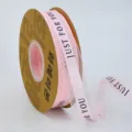 2.5cm pink organza ribbon with black print for gift wrapping, flower bouquet and cake decoration. - Pink