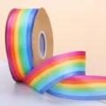 Regenbogen Polyesterband Farbverlauf bunter Stoffband 4,0 cm Breite 22m Länge für DIY Geschenke - Einseitiger Regenbogen / 4.0cm x 25 Yards