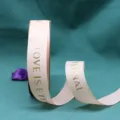 Pink grosgrain ribbon with gold foil stamped text, ideal for flower bouquet and gift wrapping. - Champagne