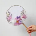 Handmade preserved dried flower round fan material kit floral art home decor gift for women - Lilac Fan Material Pack