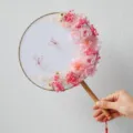 Handmade preserved flower round fan pink rose dried floral art gift decoration variant - Rouge Fan Material Pack