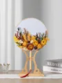 Kit fai da te per ventaglio rotondo stile cinese fatto a mano con fiori secchi e supporto - Kit fai-da-te ventaglio margherita con supporto in resina