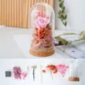 Preserved rose glass dome DIY material kit handmade eternal flower ornament gift home decor item - Pink Rose (Diameter 6.5 * 15cm)