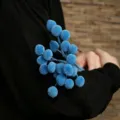 Mazzo di fiori di craspedia essiccati blu per progetti fai da te e decorazioni floreali. - Sfera d'oro / Set da 20 Pezzi / Celeste