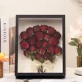 Ewige rote Rosen Blumen Fotorahmen getrockneter Blumenstrauss Valentinstag Geschenk - Königin 20 Rosen + A4 Schwarzer Rahmen