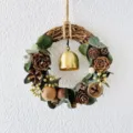 Corona de flores secas artesanal kit DIY colgante con piñas para decoración de pared en casa. - Frutos (kit de materiales + aro de mimbre 10 cm)