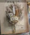 Boho Trockenblumen Ansteckblume Mini Strauß für Herren Hochzeit Trauzeugen rustikale Deko. - Ludanniao Schleierkraut-Ministrauß (ca. 15 cm)