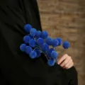 Bouquet di fiori secchi craspedia palline blu composizione floreale per decorazioni domestiche - Sfera d'oro / Set da 20 Pezzi / Blu zaffiro