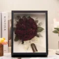 Κορνίζα κουτιού σκιάς 3D αποξηραμένου λουλουδιού κόκκινου τριαντάφυλλου για δώρο. - Αγαπημένη 14 Τριαντάφυλλα + A4 Μαύρη Κορνίζα