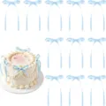 Light blue ribbon bow cake decoration details and scene display, elegant party decor. - 1*8*15cm / Blue