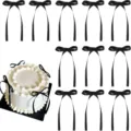30pcs black ribbon bow cake toppers set for wedding birthday party decoration - 1*8*15cm / Black