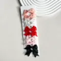 Ribbon bow hair clips set featuring sweet multi-color duckbill clips for daily hairstyles. - 6cm Grosgrain Fishtail 10 Pcs/Card [08]