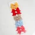 Grosgrain ribbon swallowtail bow hair clip set, candy colors, duckbill clips for daily wear. - 6cm Grosgrain Fishtail 10 Pcs/Card [10]